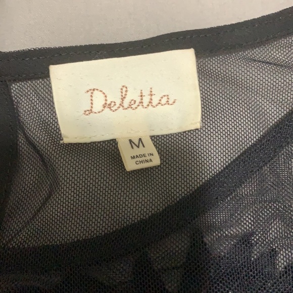 Anthropologie - DELETTA Sheer laced cap sleeve top - Picture 3 of 6